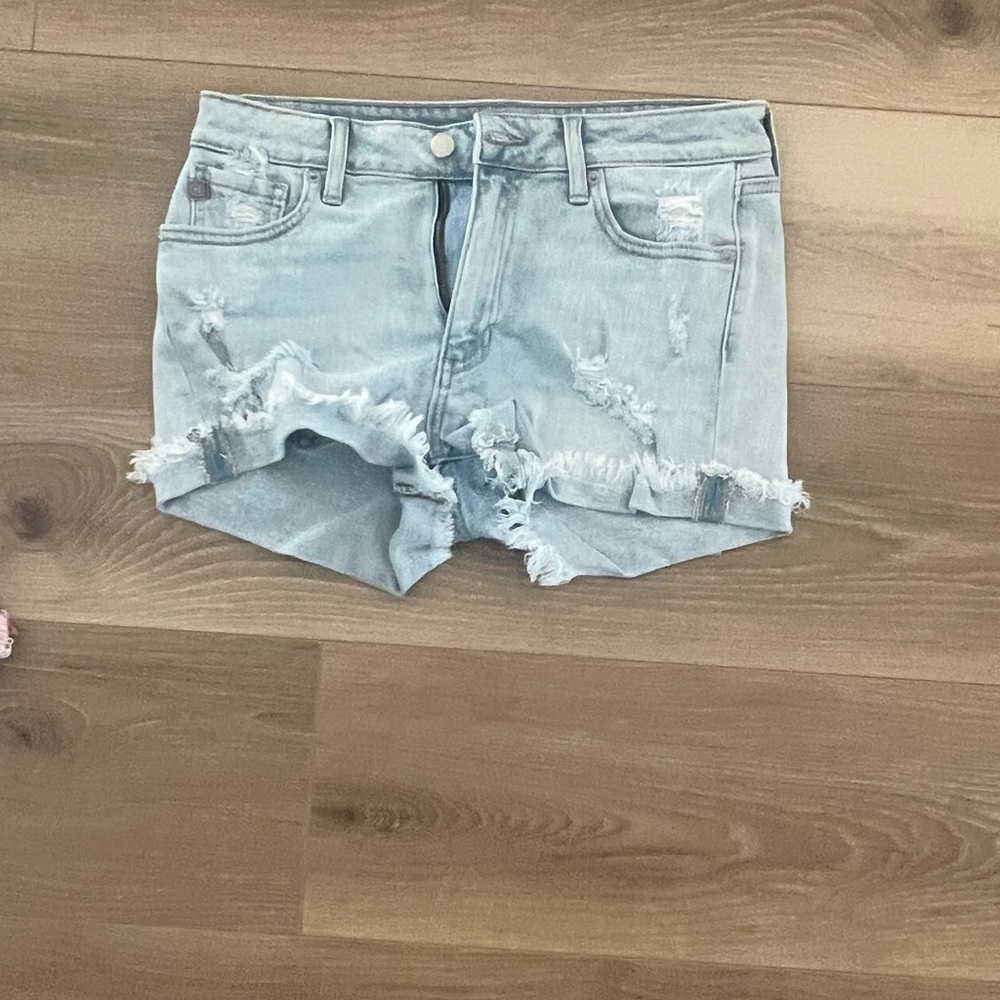 Just USA Blue Jean Shorts Distressed Raw-Edge